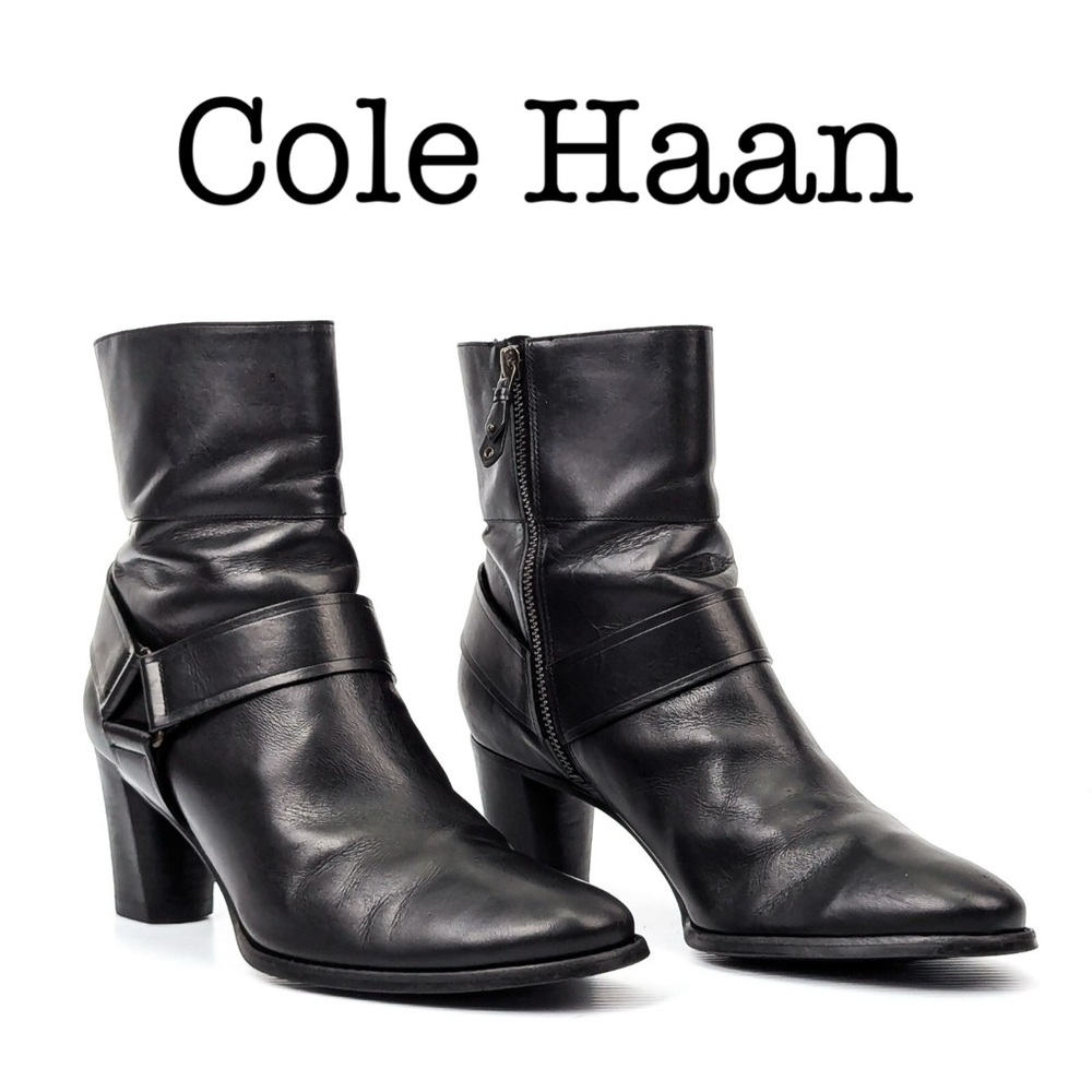 Cole Haan Black Leather Heeled Boots Size 9 1/2